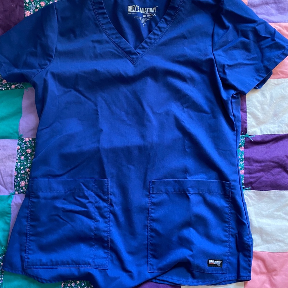 Greys anatomy royal blue scrub top